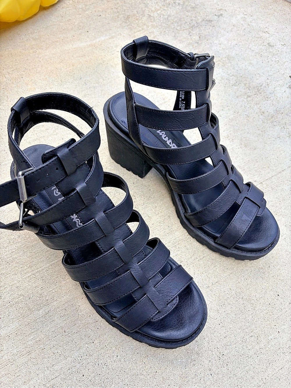 Dirty Laundry Fun Stuff Black Platform Gladiator Sandals